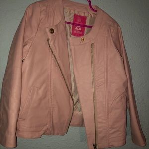 Girls Pink Leather Jacket
